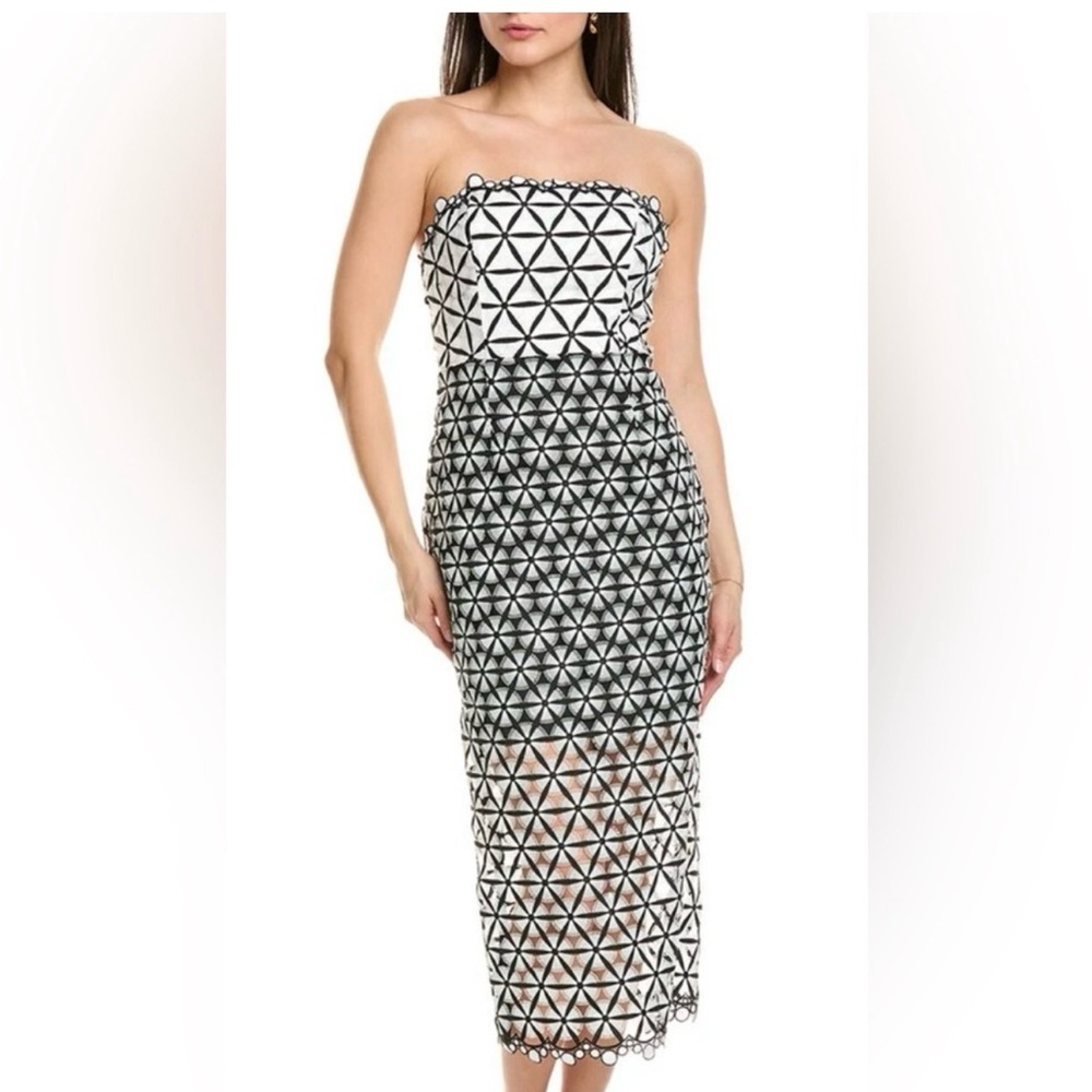 NWT Milly Black and White Geometric Midi Dress